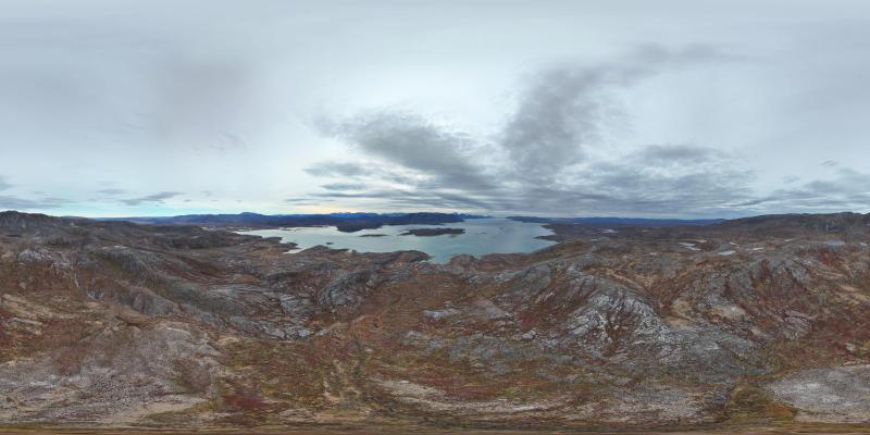 Panorama 360 graders rundt i Qussuk ved Andenæbbet