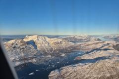 Nuuk fjorden fra Danmarksflyveren - vinter og sol. Meget is fra Isfjorden