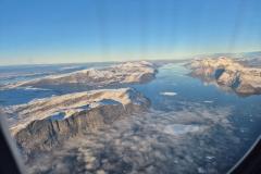 Nuuk fjorden fra Danmarksflyveren - vinter og sol. Meget is fra Isfjorden