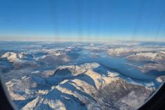Nuuk fjorden fra Danmarksflyveren - vinter og sol. Meget is fra Isfjorden