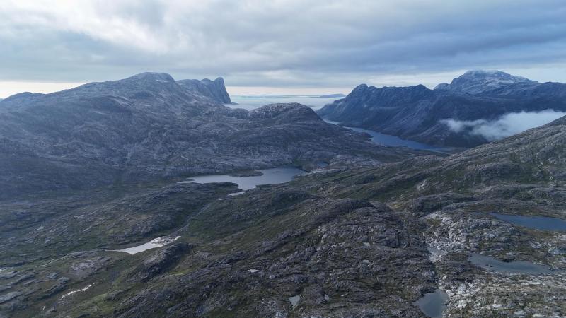 Buksefjorden fra 500 m højde ude fra nordlige side af fjorden