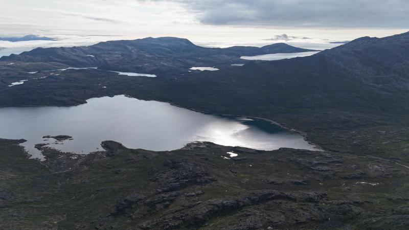 Buksefjorden fra 500 m højde ude fra nordlige side af fjorden