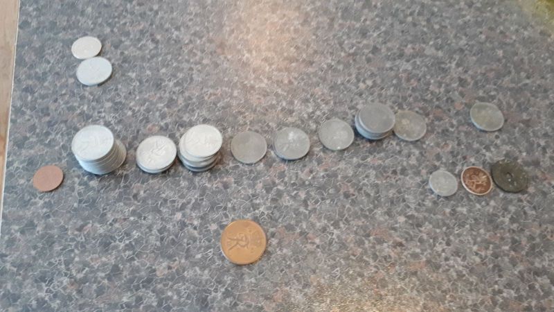 Gamle mønter 1,2 5, 10 ører