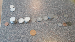 Gamle mønter 1,2 5, 10 ører